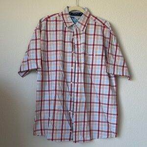 Wrangler George Strait Cotton Red/White Plaid Button Down Short Sleeve Shirt XL